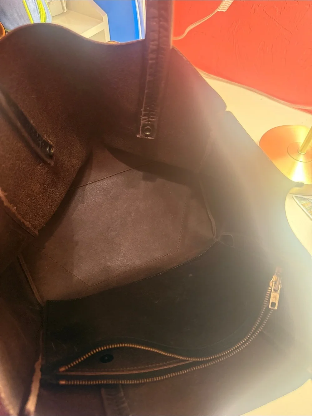 Metallic Bronze Tote with Structured Handles